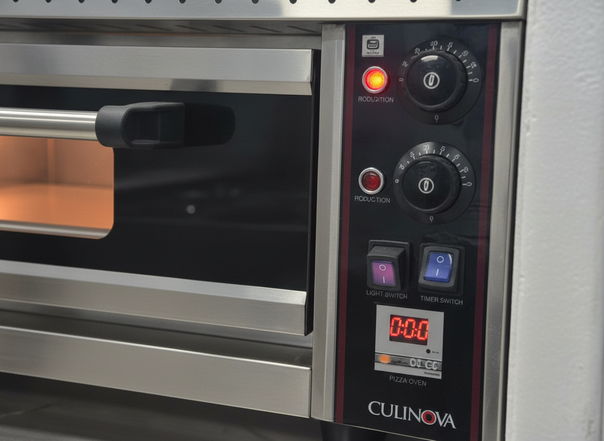 Commercial Electric Pizza Oven 16x24 Inch, Stainless Steel Single Deck, Dual Temperature Control, Digital Timer, Built-in Light - For Restaurants, Cafes & Bakeries