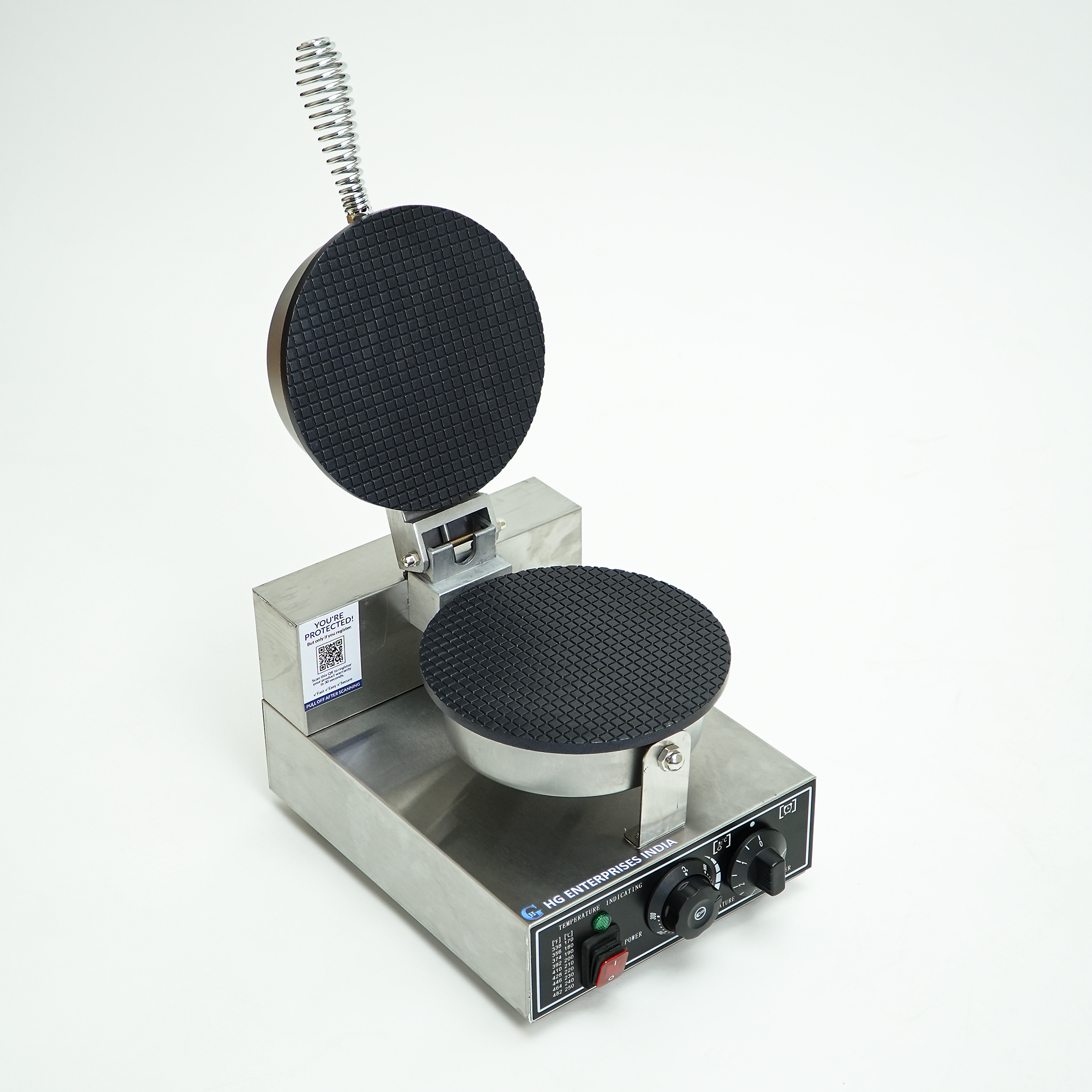 HG Commercial Waffle Cone Maker Machine-Electric, Temp & Time Control, Non Stick | Homemade Ice Cream Waffle Cones | Ideal for Restaurant, Bakeries, Cafe, Food Truck | 1 Year Warranty