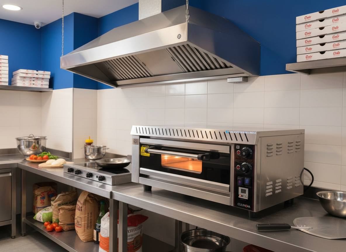 Commercial Electric Pizza Oven 16x24 Inch, Stainless Steel Single Deck, Dual Temperature Control, Digital Timer, Built-in Light - For Restaurants, Cafes & Bakeries