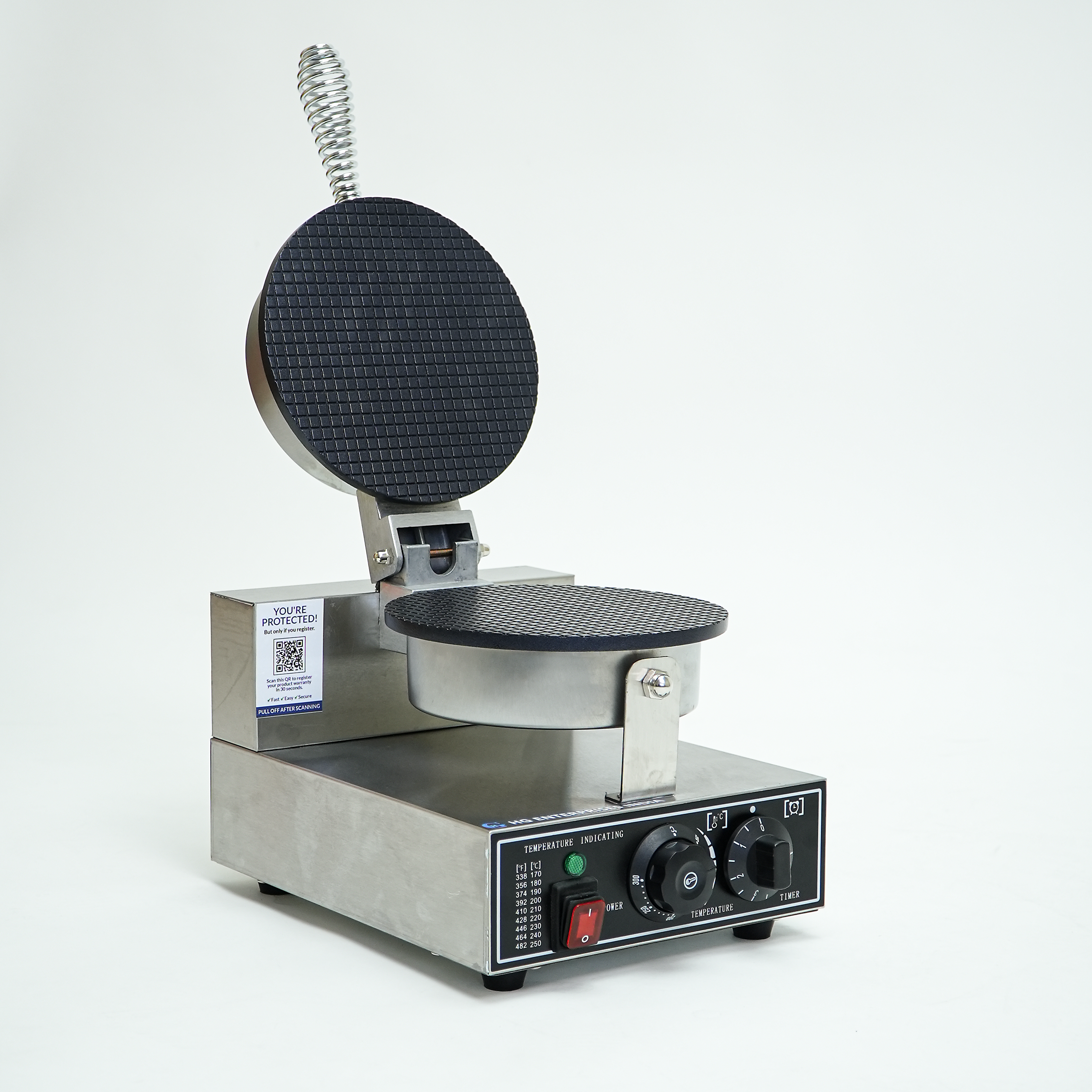 HG Commercial Waffle Cone Maker Machine-Electric, Temp & Time Control, Non Stick | Homemade Ice Cream Waffle Cones | Ideal for Restaurant, Bakeries, Cafe, Food Truck | 1 Year Warranty
