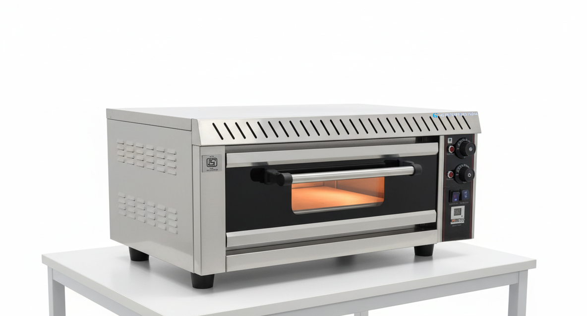 Commercial Electric Pizza Oven 16x24 Inch, Stainless Steel Single Deck, Dual Temperature Control, Digital Timer, Built-in Light - For Restaurants, Cafes & Bakeries