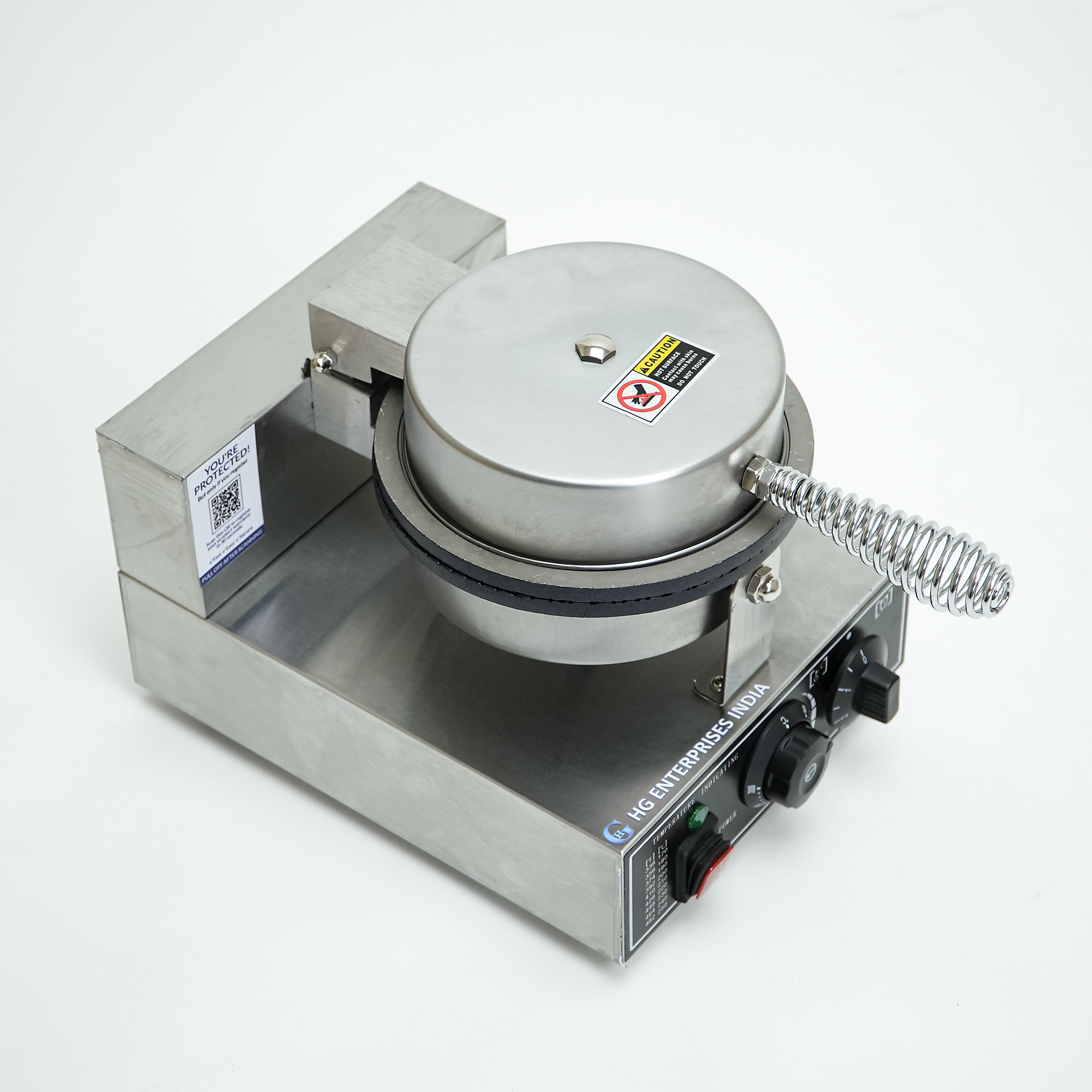 HG Commercial Waffle Cone Maker Machine-Electric, Temp & Time Control, Non Stick | Homemade Ice Cream Waffle Cones | Ideal for Restaurant, Bakeries, Cafe, Food Truck | 1 Year Warranty