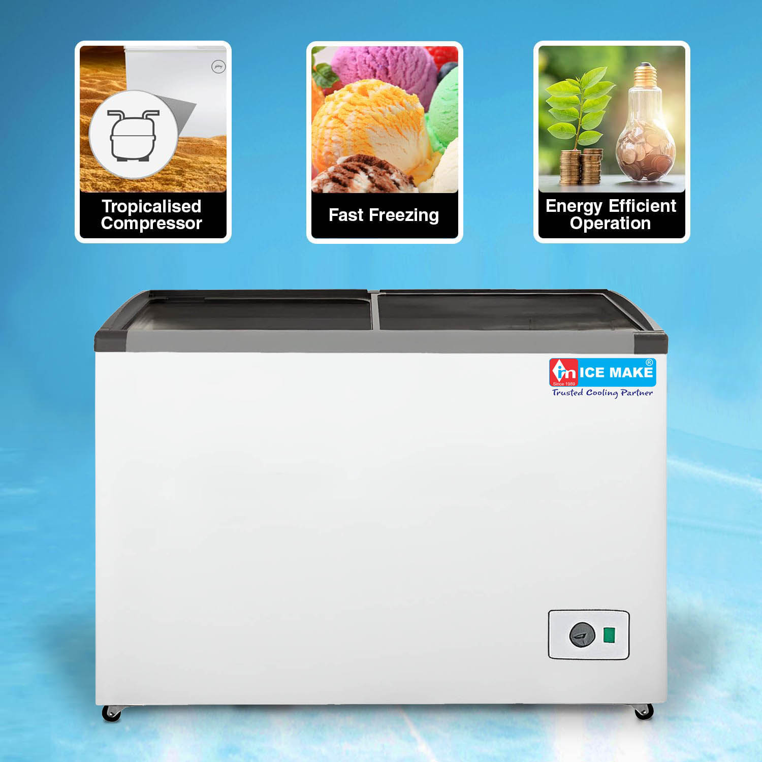 IGT450 GLASS TOP DEEP FREEZER