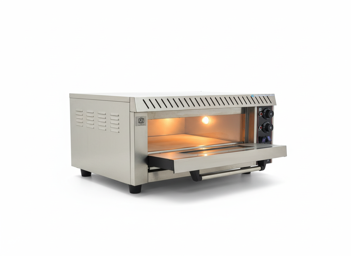Commercial Electric Pizza Oven 16x24 Inch, Stainless Steel Single Deck, Dual Temperature Control, Digital Timer, Built-in Light - For Restaurants, Cafes & Bakeries